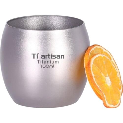 100ml 3.5oz Titanium Double Walled Heat Insulated Tumbler Espresso Titanium Tea Cup Camping Drinkware
