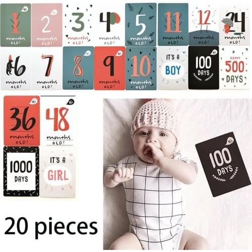 20PCS/Set Baby Month Memory & Milestone Record Cards Baby Souvenirs Supply Pregnancy Maternity Time Sticker Photography Props