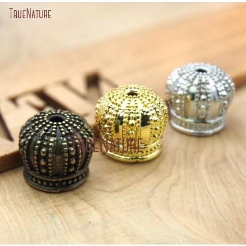 20Pcs Gold, Silver, Bronze Color Crown Accessory Cap Copper Accessory Cap 12x11mm FC15684