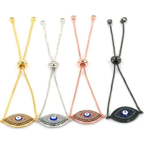 2017 New Fashion Jewelry Bracelets CZ Evil Eye Stone Bracelet For Womens Charm Bracelet Party Adjustable DIY Jewelry