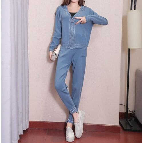 2020 Winter Autumn New Arrival Womens Quality Tracksuits Long-sleeved Sweater Pants 2pcs Set Fashion Suit