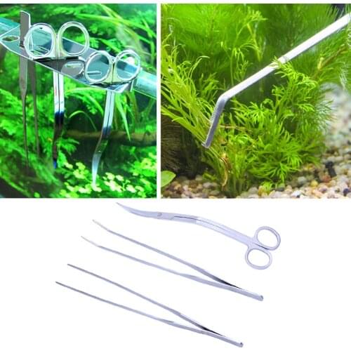 3in1 Aquarium Aquatic Live Plants Long Handle Tweezers Scissor Trim Tool Kit Set