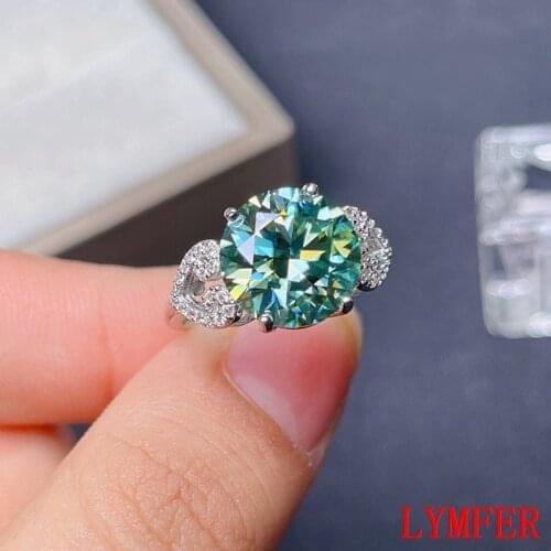 5 carats Green moissanite New women ring, 925 Sterling silver, beautiful color, sparkling, D VVS1