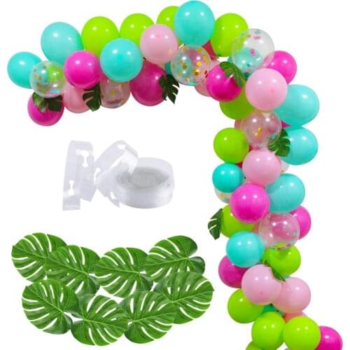 70PCS DIY Balloons Garland Arch Gold Confetti Balloons Hawaii Luau Flamingo Tropical Birthday Party Supplies Green Hotpink Balon