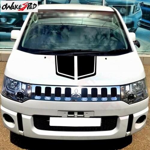 Car Sport Styling Hood Engine Cover Decor Stickers Auto Bonnet Stripes DIY Vinyl Decal For-Mitsubishi Delica D5 L400