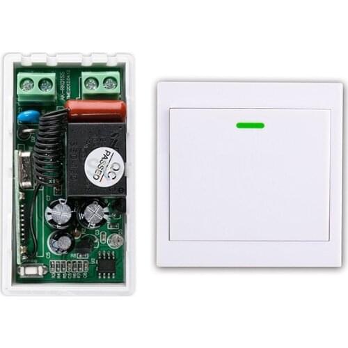 New AC 220 V 1CH Wireless Remote Control Switch System Receiver + Wall Panel Remote Transmitter Sticky Remote Smart Home Switch