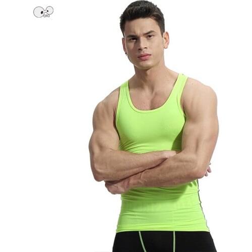 Quick Dry Compression Sleeveless Running Shirts Mens 2019 Summer Cool Fitness Gym Tank Top Base Layer Sportswear Vest Clothing