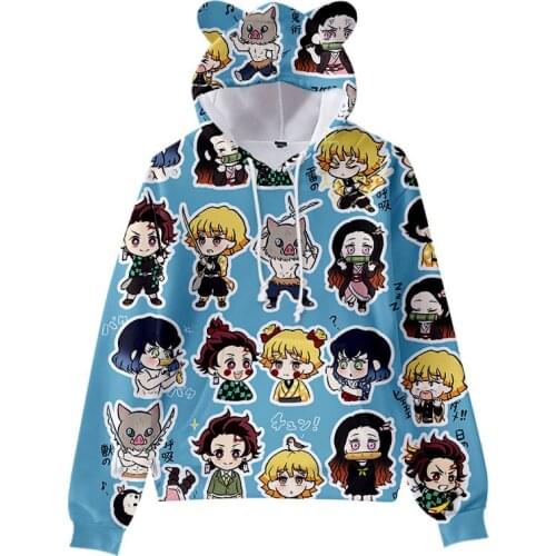 Demon Slayer Anime Pullover Sweatshirt Children Tanjiro Kamado Costume Hoodies Harajuku Demon Slayer Kimetsu No Yaiba Sudader