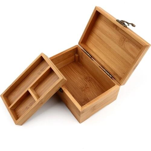 Customized wooden bamboo box caskets with laser printing Jewelry Multiple Makeup Organizer Cosmetics Wooden Caskets Engraving