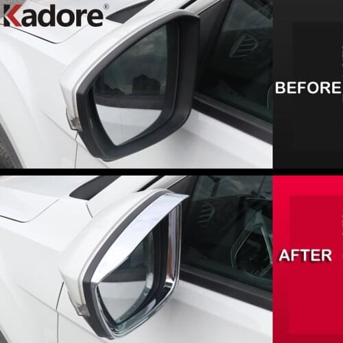 For Volkswagen T-Cross 2018 2019 2020 Chrome Side Door Rearview Mirror Rain Snow Guard Sun Visor Shade Cover Trim Car Sticker