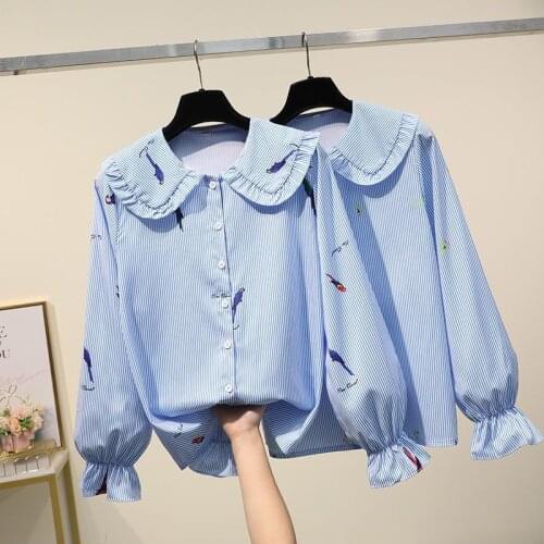 Блузки в полоску Fafallduo China At AliExpress