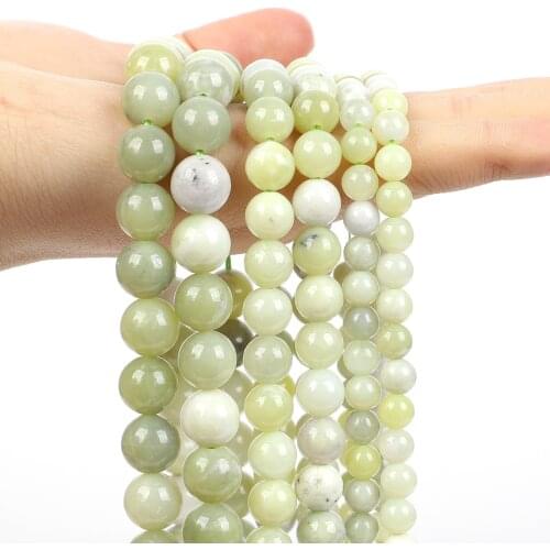 Natural Stone Yellow Mustard Beads Round Loose Spacer Bead For Jewelry Making Needlework DIY Charm Bracelet Strand 4/6/8/10/12MM