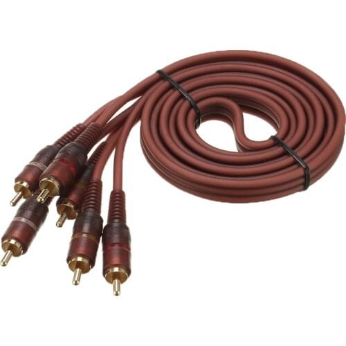 3RCA Male To 3RCA Male Audio Video Cable Plug Composite Six Wire Gold Plated Head With Shield For Camera Power Amplifier VCD DVD