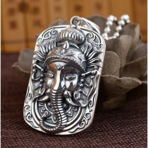 925 Sterling Silver Ganesh Lord elephant yoga pray amulet pendant charm A3032