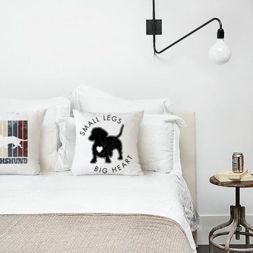 Linen Cushion Cover Cute Dachshund Pillow Cover for Sofa Nordic Decorative Kussenhoes 45x45 Nordic Home Decor