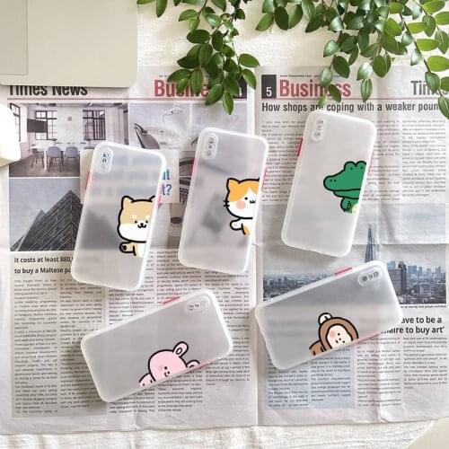 Cute Cartoon Animal Rabbit Crocodile Phone Case Matte Fundas Shell Cover For Iphone 6s 7 8 Plus Xr X Xs 11 12 13 Mini Pro Max