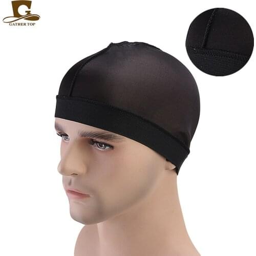 Fashion Men Silky Wave Cap with Elastic Band Silky Durag Bandanas Spandex Dome Cap For Men hair accessories