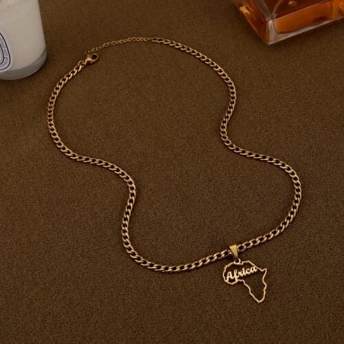 Fashion Selling Personalized Name African Map Pendant Men Women Custom Letter Stainless Steel Necklaces Africa Map Jewelry Gift