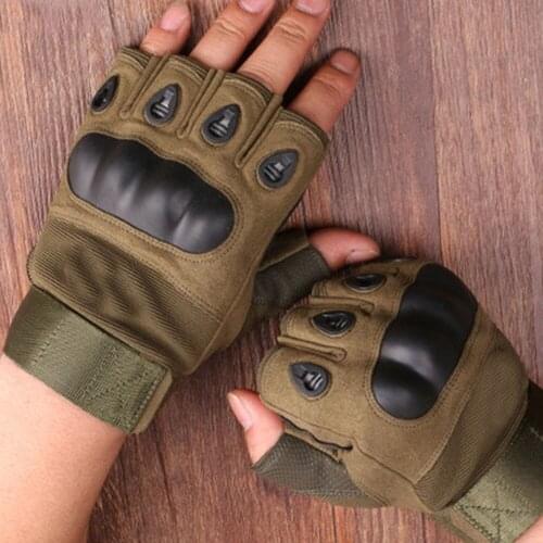 Motorcycle Half Finger Gloves Military Moto Motocross Motorbike Cycling Skidproof Hard Knuckle Wear Resistant Fingerless Glove