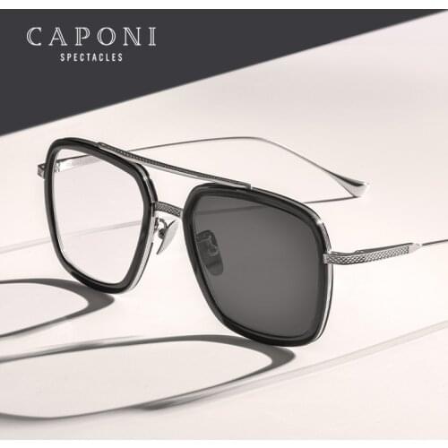 CAPONI Mens Photochromic Glasses Anti Blue Light Computer Optical Glasses Tony Stark Clear Lens Eyeglasses Frame Women BSF6618