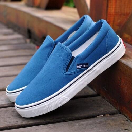 Mens Canvas Shoes City Boy Lazy British Wind White Cloth Casual Shoes Flat Bottom Walking Vulcanized Shoes