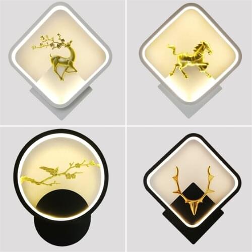 Nordic plum deer resin decorative wall lamps bedroom bedside living room aisle corridor balcony animal antler LED sconces lights