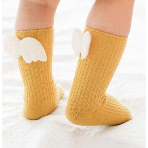Newborn Baby Socks Angel Wings Type Cotton Boy Girl Crew Socks Children Loose Cute Small Childrens Bunching Knee High Socks