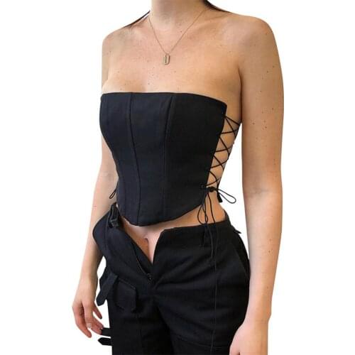 2020 New Fashion Female Tops Solid Color Sleeveless Strapless Base Shirt Boob Tube Top for Women Black S/M/L