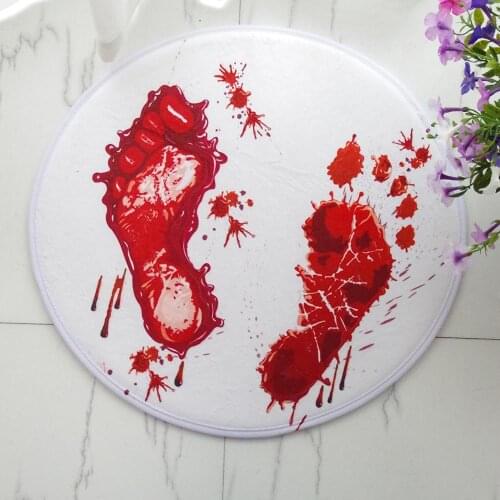 Novelty Round Blood Footprints Carpets For Living Room Bedroom Computer Chair Hanging Floor Mat Rugs Carpet Terror Basket Decor