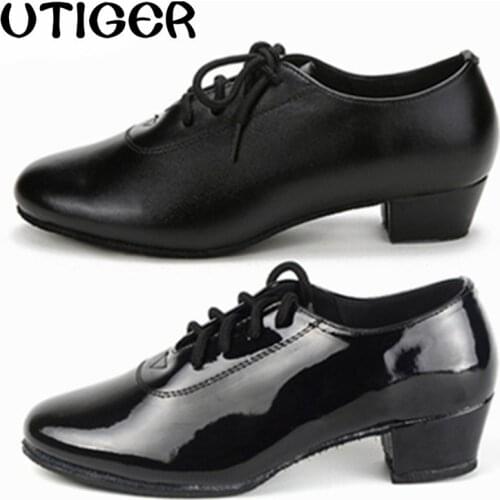 Black Matte Men Children Boy Modern Ballroom Tango Latin Dancing Shoes Heel 2.5CM 3CM 4CM Women Man kid boys dance shoes WD259