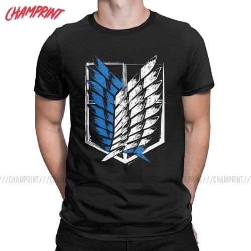 Attack On Titan Wings Of Freedom T Shirts Men 100% Cotton Novelty T-Shirts O Neck Tee Shirt Short Sleeve Clothes Plus Size