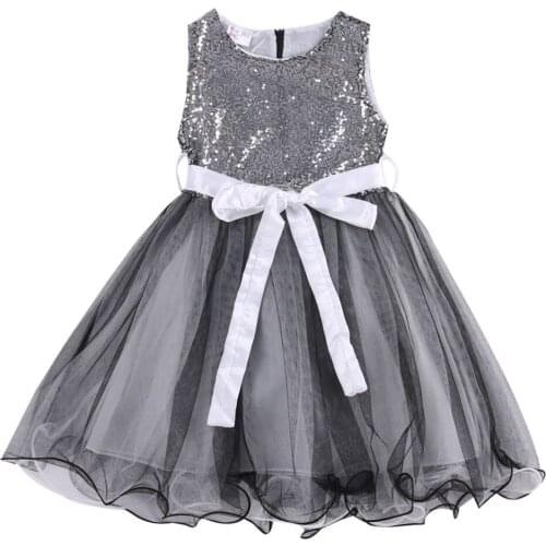 Baby Girls Princess Sequins Dress Sleeveless Party Wedding Pageant Formal Dress