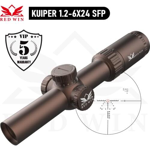 Red Win Zero Lock Turret 1/2MOA Adjust Rangfinding Reticle Wind Hold Quick Acquisition Kuiper HD 1.2-6x24IR AR15 Compact Scope