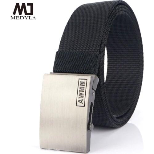 MEDYLA Male High Quality Nylon Belt Waist Unisex Automatic buckle Military Fans Tactical Canvas Belt For Man ZS8