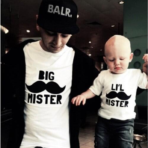 Family Matching Clothes Outfits Daddys Girl Father and Son Matching Clothes Papa Father Son Shirts Big MISTER Beard LI'L MISTER