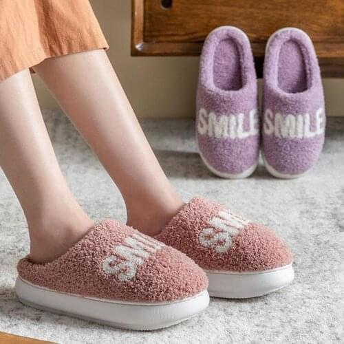 Womens fur slides winter ladies indoor Cotton slippers warm thick sole non-slip home household waterproof platform couple shoes