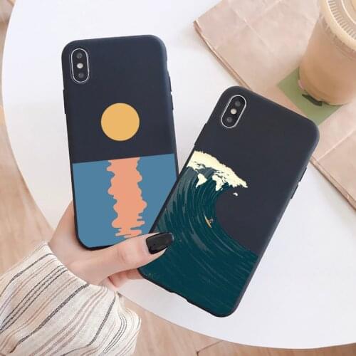 Sea Wave Sunrise Phone Case for iphone 11 12 Pro Max X XS MAX XR 6s 7 8 Plus SE 2020 Sunset Back Soft Silicone Cover Funda Shell