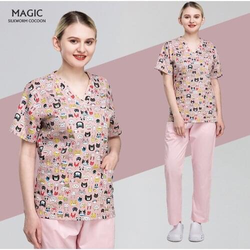 Health Workers WorkWear Unisex Scrubs Nursing Uniform Medical Men Uniform Clothes Scrub Tops Hospital Medical Doctor Nurse Tops