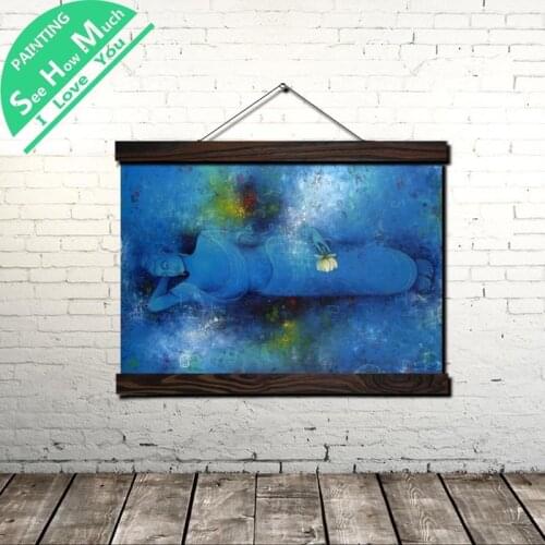 Sleeping Buddha Artis Scroll Painting Canvas Vintage Poster and Print Wall Art Picture Living Room Bedroom Farmhouse Decoration