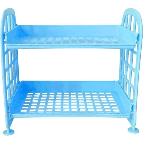 8 Colors Good Simplicity 2 Layers Storage Holder Plastic Storage Rack Stable Base for Dorm