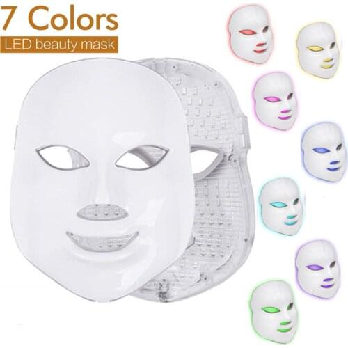 LED Photon Beauty Device 7 Colors Led Facial Mask Led Photon Therapy Face Mask Light Therapy Acne Mask Neck Beauty Led Mask