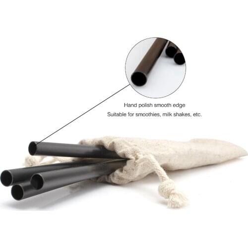 Eco Reusable Matt Finish Metal Drinking Straws 304 Satin Stainless Steel Wide Thick Straight Drinks Straw Bar Party Accessory