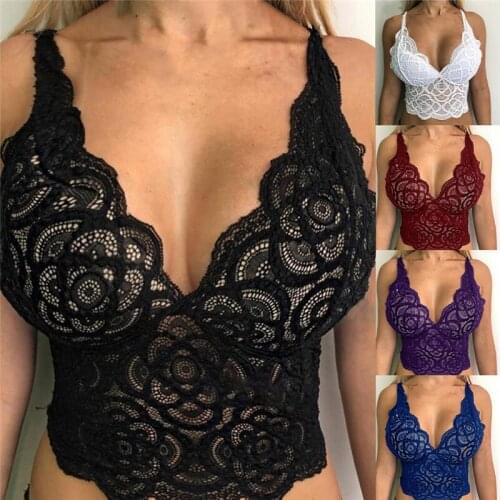 Crop Tops Women Sexy bralette Seamless Corset Lace Flowers Bralette Bralet Bra Tank Cami Underwear Bustier Top