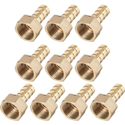 Uxcell 10pcs Brass Barb Hose Fitting Connector Adapter 10mm Barbed X G3/8 Female Pipe connect lines for air water fuel etc