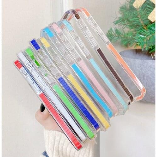 Candy Color Bumper Protection Phone Case For iPhone 12 11 Pro X XR XS Max 12 Mini Clear Acrylic Shockproof Cover On 7 8 Plus SE2