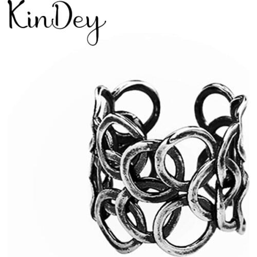 Personality Punk Vintage Large Circle Rings For Women Men Resizable Size Rings Fashion Trendy Boho Jewelry 2021