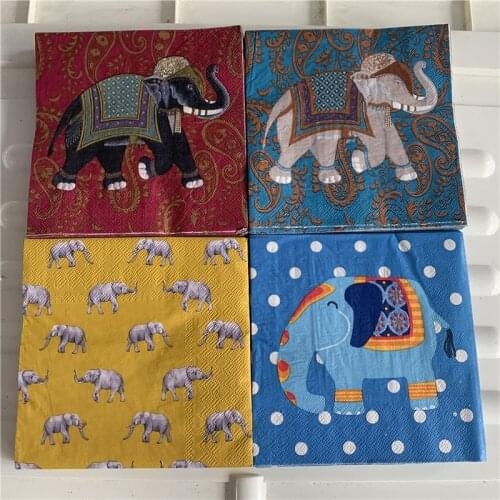 Decoupage paper napkins cute tissue vintage towel cartoon animal elephant kid birthday wedding party home beautiful decor 20
