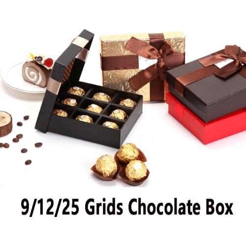 6pcs 9/25grid Empty Box For Ferrero Chocolate Packaging Christmas Golden Candy Storage Wedding Valentines Day Paper Container