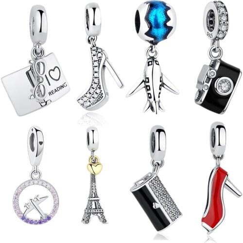 925 Sterling Silver High Heels Shoes Tree of Life Traval Dream Camera Bead Charms Fit Charm Silver 925 Original Bracelet