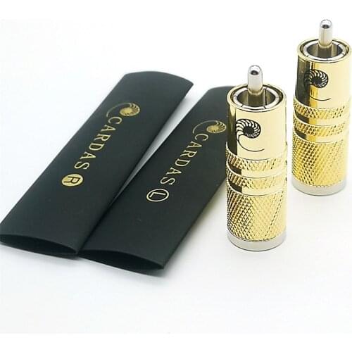 AHSY 8 pieces Cardas brass rhodium-plated RCA+ heat-shrinkable tubes for DIY audio cables with HIFI plug connectors 4 pieces